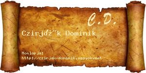 Czirják Dominik névjegykártya